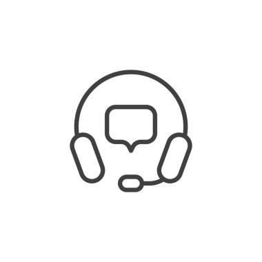 Müşteri hizmetleri ikonu. Mobil konsept ve web tasarımı için konuşma balonu ve kulaklık tarzı işaret. Servis özet vektör simgesini destekle. Sembol, logo çizimi. Vektör grafikleri