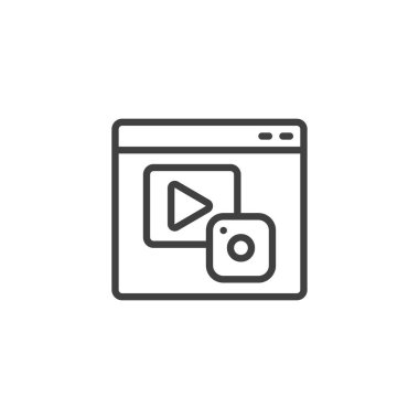 Dijital pazarlama çizgisi simgesi. Mobil konsept ve web tasarımı için doğrusal biçim işareti. Çevrimiçi pazarlama ana hatları vektör simgesi. Sembol, logo çizimi. Vektör grafikleri