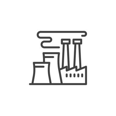 Elektrik santrali ikonu. Mobil konsept ve web tasarımı için doğrusal biçim işareti. Nükleer santral ana hat vektör simgesi. Sembol, logo çizimi. Vektör grafikleri