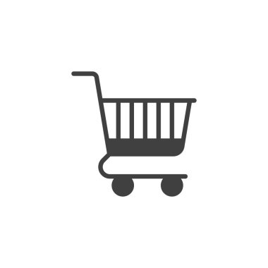 Alışveriş arabası vektör ikonu. Mobil konsept ve web tasarımı için düz tabela. Tramvay simgesi alışverişi. Sembol, logo çizimi. Vektör grafikleri