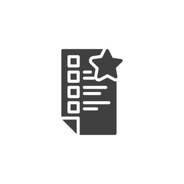 Dilek Listesi vektör simgesi. Mobil konsept ve web tasarımı için düz tabela. Kontrol listesi ve yıldız simgesi. Sembol, logo çizimi. Vektör grafikleri