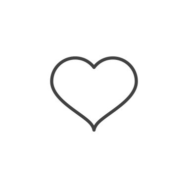 Kalp çizgisi ikonu. Mobil konsept ve web tasarımı için doğrusal biçim işareti. Kalp çizgisi vektör simgesi. Favori, aşk sembolü, logo çizimi. Vektör grafikleri