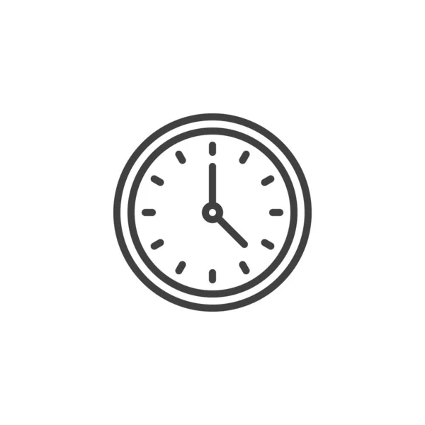 圆形时钟线图标 移动概念和网页设计的线性风格标志 时钟时间轮廓矢量图标 标识插图 矢量图形 — 图库矢量图片