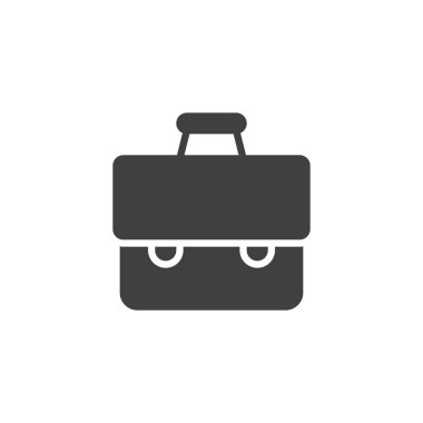 Çanta, bavul vektör simgesi. Ofis çantası mobil konsept ve web tasarımı için düz tabela doldurmuş. Portföy kabartma simgesi. Sembol, logo çizimi. Vektör grafikleri