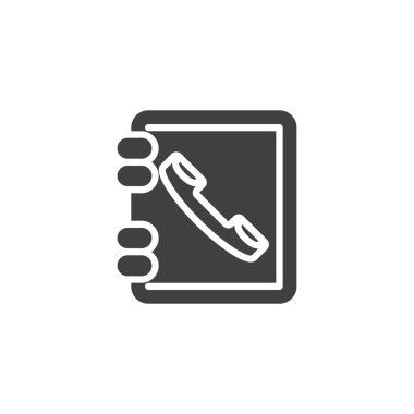 Telefon rehberi vektör simgesi. Mobil konsept ve web tasarımı için düz tabela. Kılavuz simgesi. Sembol, logo çizimi. Vektör grafikleri