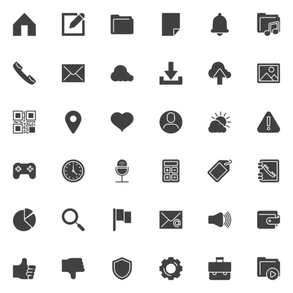 Множина Векторних Ікон Сучасна Колекція Суцільних Символів Заповнена Піктограмою Знаки — стоковий вектор