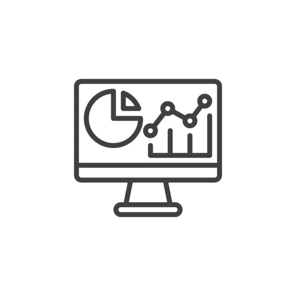 Ikona Analityki Biznesowej Monitorowanie Wykresu Biznesowego Liniowy Znak Stylu Dla — Wektor stockowy