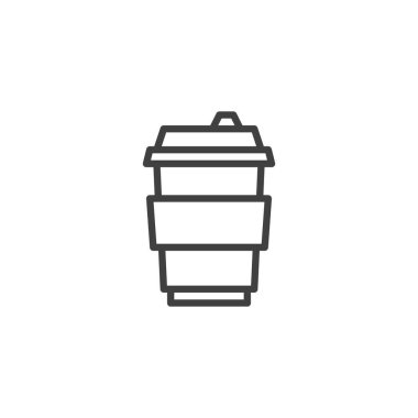 Kağıt kahve fincanı çizgisi simgesi. Mobil konsept ve web tasarımı için doğrusal biçim işareti. Tek kullanımlık kahve fincanı ana hatlı vektör ikonu. Sembol, logo çizimi. Vektör grafikleri