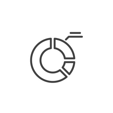 Pasta grafiği diyagramı simgesi. Mobil konsept ve web tasarımı için doğrusal biçim işareti. Çember diyagramı dış hat vektör simgesi. Sembol, logo çizimi. Vektör grafikleri