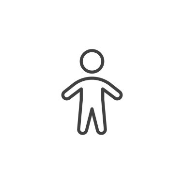 Çocuk ayakta durma ikonu. Mobil konsept ve web tasarımı için doğrusal biçim işareti. Bebeğim, çocuk taslak vektör ikonu. Sembol, logo çizimi. Vektör grafikleri