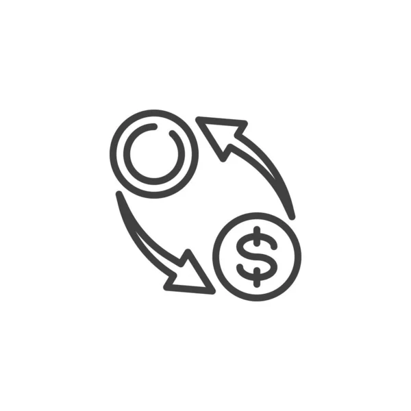 Піктограма Лінії Обміну Валют Долар Монети Стрілки Лінійний Знак Стилю — стоковий вектор