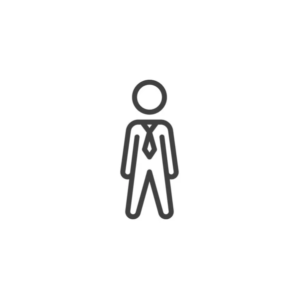 Icona Della Linea Degli Uomini Affari Uomo Con Cravatta Segno — Vettoriale Stock