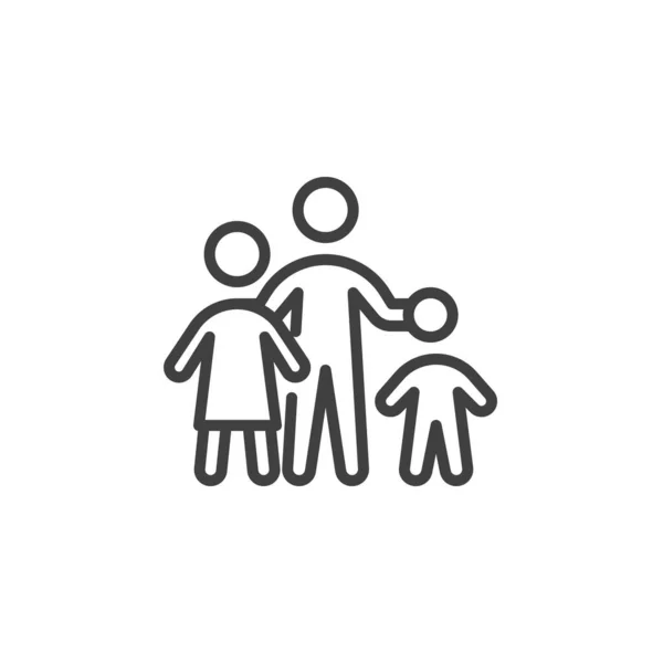 ファミリーラインアイコン モバイルコンセプトとウェブデザインのためのリニアスタイルのサイン 父親の母親と子供の輪郭ベクトルアイコン シンボル ロゴイラスト ベクトルグラフィックス — ストックベクタ