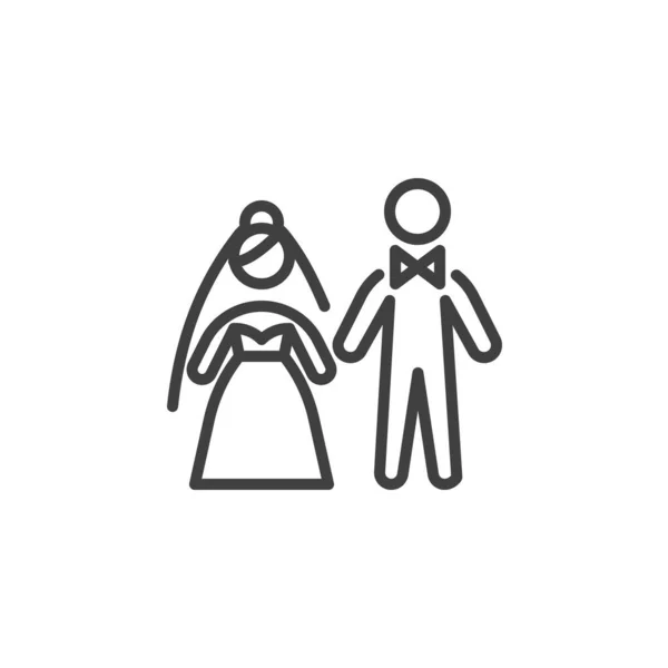 Wedding Couple Line Icon Linear Style Sign Mobile Concept Web — Stock Vector