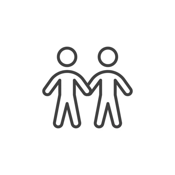 Two Boys Hold Hands Line Icon Linear Style Sign Mobile — Stock Vector