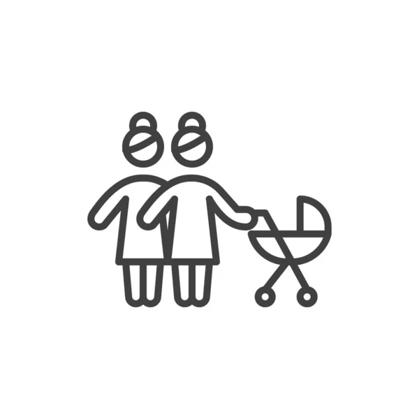 Лесбійська Пара Іконою Дитячої Лінії Знак Лінійного Стилю Мобільної Концепції — стоковий вектор