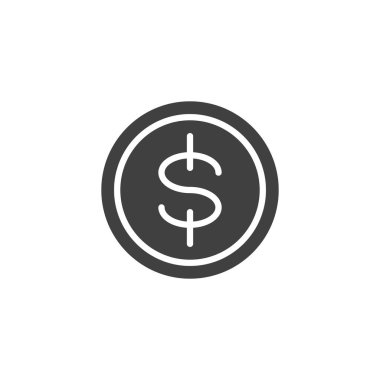 Dolar madeni para vektör simgesi. Mobil konsept ve web tasarımı için düz tabela. Para sikkesi simgesi. Sembol, logo çizimi. Vektör grafikleri