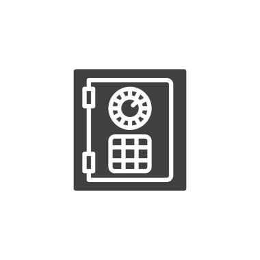 Güvenli vektör simgesi. Mobil konsept ve web tasarımı için düz tabela. Mevduat kutusu sembol simgesi. Mali koruma sembolü, logo çizimi. Vektör grafikleri