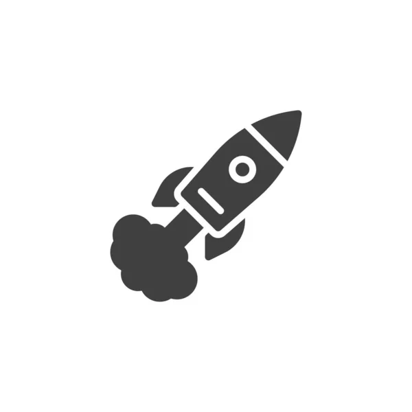 Icono Vector Cohete Inicio Lanzamiento Cohetes Lleno Signo Plano Para — Vector de stock