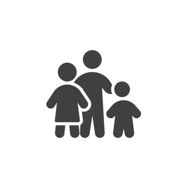 Aile vektör simgesi. Mobil konsept ve web tasarımı için düz tabela. Baba, anne ve çocuk sembolü. Sembol, logo çizimi. Vektör grafikleri