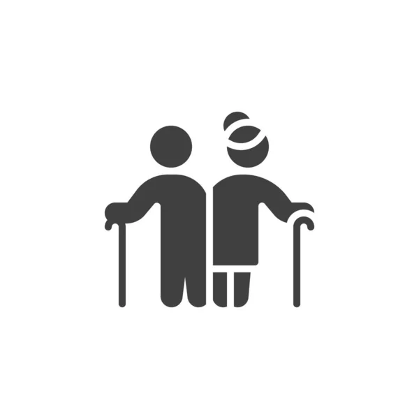 高齢者のカップルのベクトルアイコン モバイルコンセプトとウェブデザインのための完全なフラット記号 シニア女性と男性が一緒にグリフアイコン 祖父母のシンボル ロゴイラスト ベクトルグラフィックス — ストックベクタ