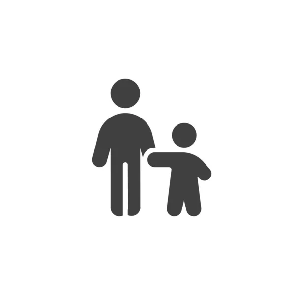 Père Avec Icône Vectorielle Enfant Panneau Plat Rempli Pour Concept — Image vectorielle