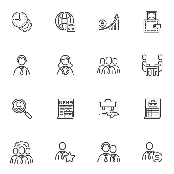Business Teamwork Line Icons Set Outline Vector Symbol Collection Linear — Stock Vector