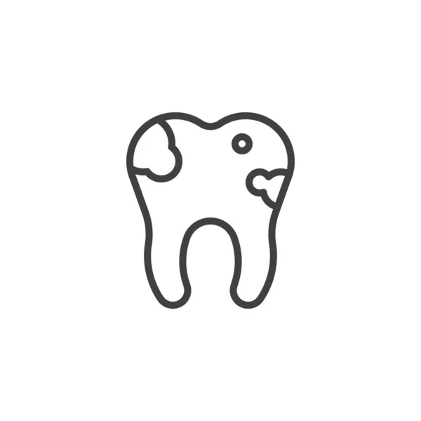 Dental Caries Line Icon 모바일 디자인을 스타일 Tooth Decay Outline — 스톡 벡터