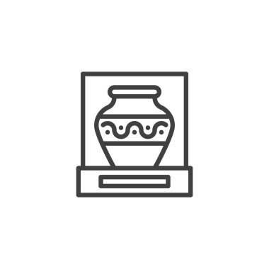 Eski vazo çizgisi simgesi. Mobil konsept ve web tasarımı için müze vazosu doğrusal işareti. Galeri sergisi ana hat vektör simgesi. Sembol, logo çizimi. Vektör grafikleri