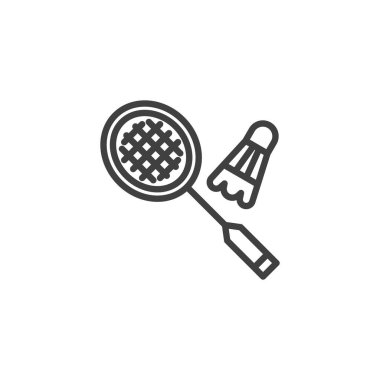 Badminton racket and shuttlecock line icon. linear style sign for mobile concept and web design. Badminton game outline vector icon. Symbol, logo illustration. Vector graphics