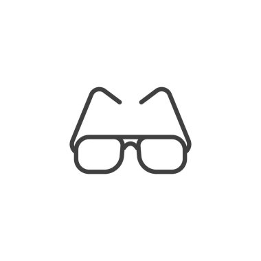 Güneş gözlüğü çizgisi simgesi. Mobil konsept ve web tasarımı için doğrusal biçim işareti. Şık gözlük taslak vektör simgesi. Sembol, logo çizimi. Vektör grafikleri