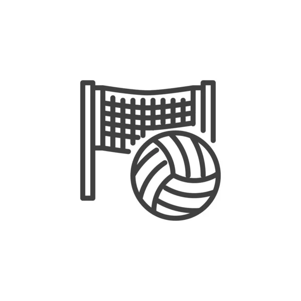 Volleyboll Nät Och Boll Linje Ikon Linjär Stil Tecken För — Stock vektor