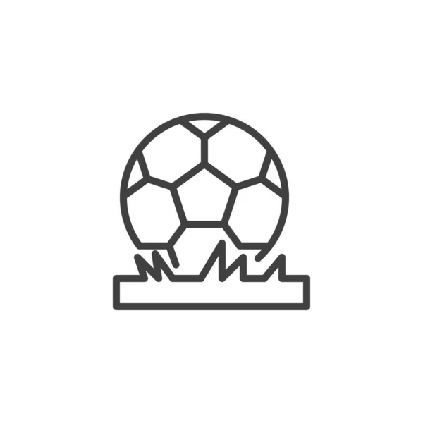 Çim Çizgisi Ikonu Üzerinde Futbol Topu Mobil Konsept Web Tasarımı — Stok Vektör