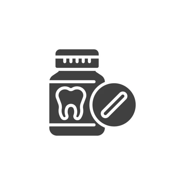 stock vector Dental medication bottle vector icon. Dental pills filled flat sign for mobile concept and web design. Tablets for teeth glyph icon. Symbol, logo illustration. Vector graphics