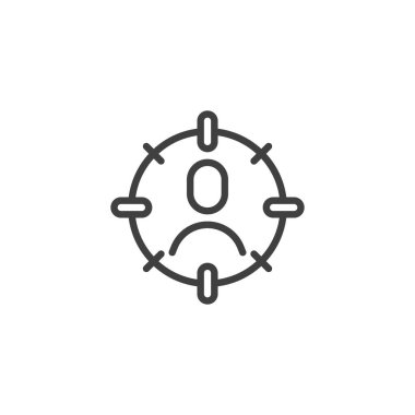 Müşteri hedef çizgisi simgesi. Mobil konsept ve web tasarımı için doğrusal biçim işareti. Müşteri çekimi ana hatları vektör simgesi. Sembol, logo çizimi. Vektör grafikleri