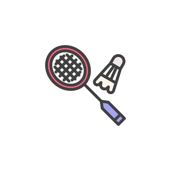 Badminton Racket Shuttlecock Filled Outline Icon Line Vector Sign Linear — Stock Vector