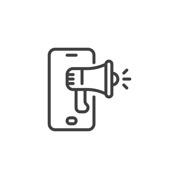 Значок Линии Мобильного Маркетинга Знак Стиля Мобильной Концепции Веб Дизайна — стоковый вектор
