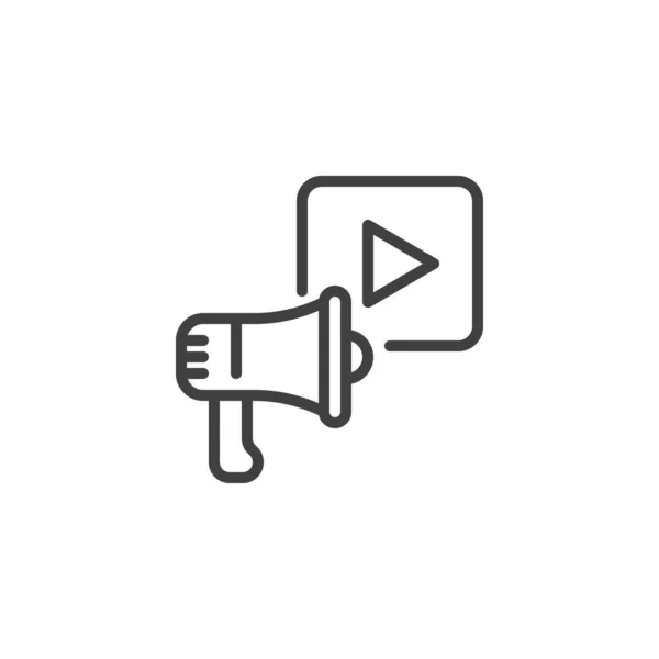Ikon Garis Pemasaran Video Tanda Gaya Linier Untuk Konsep Mobile - Stok Vektor