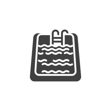 Yüzme havuzu vektör simgesi. Mobil konsept ve web tasarımı için düz tabela. Yüzme havuzu sembolü. Sembol, logo çizimi. Vektör grafikleri