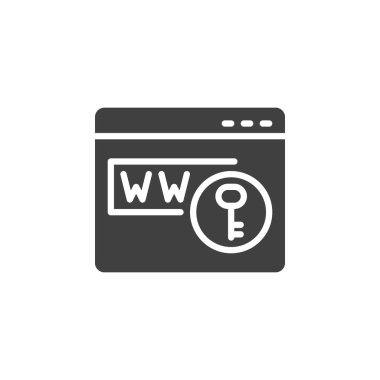 Anahtar kelime araştırma vektör simgesi. Mobil konsept ve web tasarımı için düz tabela. Web sitesi anahtar kelime simgesi. Sembol, logo çizimi. Vektör grafikleri