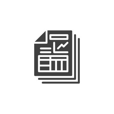 İş planı vektör simgesi. Mobil konsept ve web tasarımı için düz tabela. İş raporu belgesi glifin simgesi. Sembol, logo çizimi. Vektör grafikleri