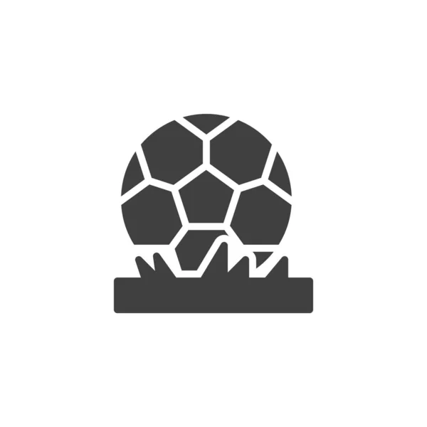 Ballon Football Sur Icône Vectorielle Herbe Panneau Plat Rempli Pour — Image vectorielle