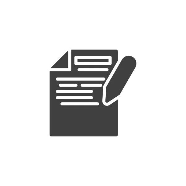 Textschreibvektorsymbol Mit Papier Und Stift Gefüllte Flachschilder Für Mobiles Konzept — Stockvektor