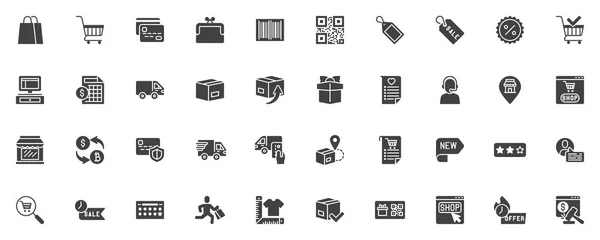 Shopping Ecommerce Vector Icons Set Modern Solid Symbol Collection Filled — Stock Vector