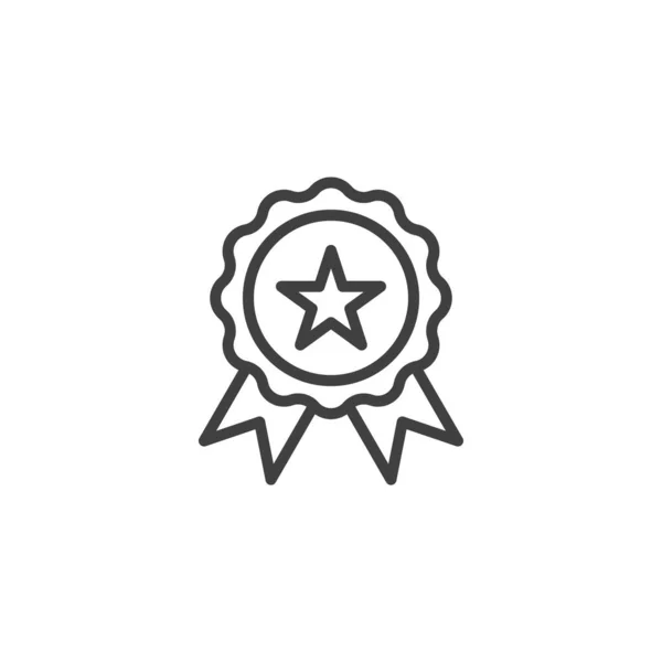 Ikona Linii Odznaki Jakości Produktu Liniowy Znak Stylu Dla Mobilnej — Wektor stockowy