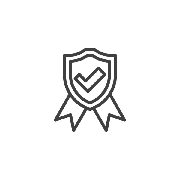 Sicherheitsleitungs Symbol Schild Mit Häkchen Lineares Stilzeichen Für Mobiles Konzept — Stockvektor