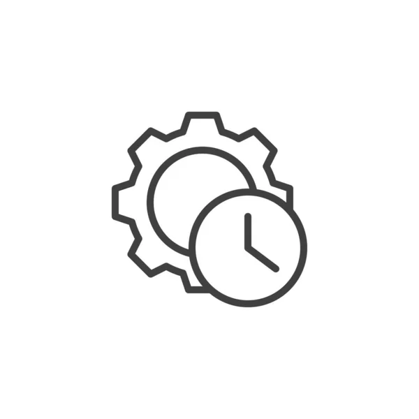 効率性と有効性ラインアイコン モバイルコンセプトとウェブデザインのための時間制御リニアスタイルのサイン 時計とギアアウトラインベクトルアイコン シンボル ロゴイラスト ベクトルグラフィックス — ストックベクタ