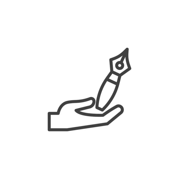 Εικονίδιο Γραμμής Στυλό Χέρι Και Μελάνι Γραμμικό Στύλ Για Mobile — Διανυσματικό Αρχείο