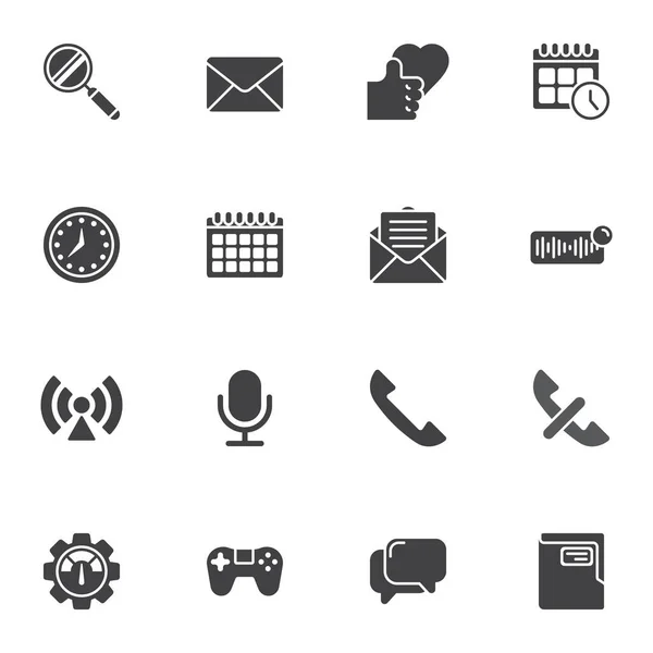 Zestaw Ikon Wektorowych Mobilnego Interfejsu Użytkownika Nowoczesna Kolekcja Symboli Stałych — Wektor stockowy