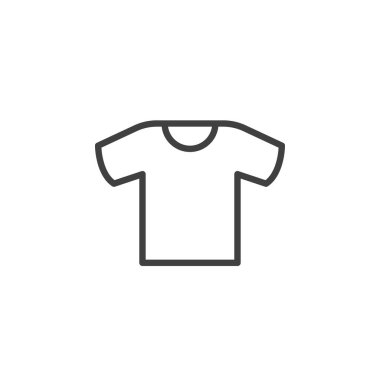 Tişört çizgisi simgesi. Mobil konsept ve web tasarımı için doğrusal biçim işareti. T-shirt taslak vektör simgesi. Sembol, logo çizimi. Vektör grafikleri
